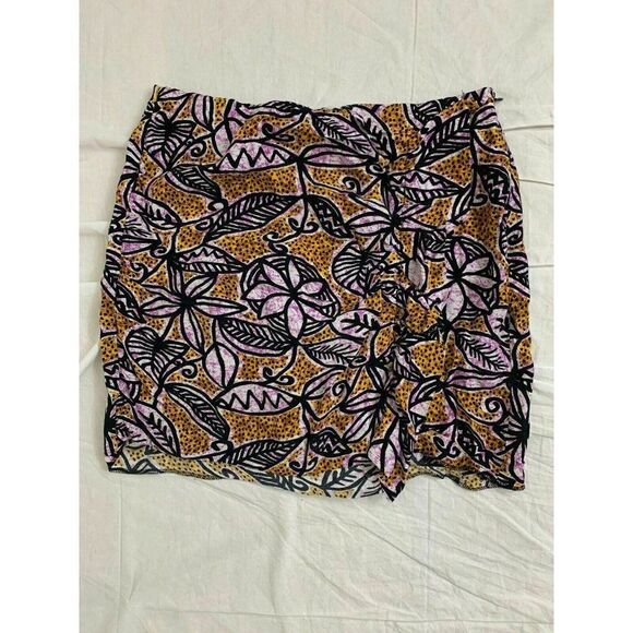 Zara Womens Purple Orange Floral Mini Skirt Small - Picture 1 of 5